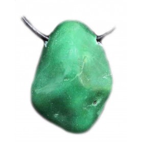 Jade (Nephrit/Prasem) - mit Bohrung gebohrter Trommelstein Edelstein gebohrt L Zen Manufaktur EBOZM2
