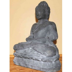 Meditationdbuddha natur dunkel massiver Sandguss 30 cm auf Lotusblüten- Sockel Zen Manufaktur BDH2-bh2