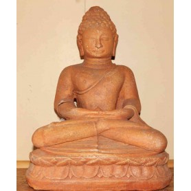 Meditationsbuddha natur braun massiver Sandguss 30 cm auf Lotusblüten- Sockel Zen Manufaktur BDH2-bh3