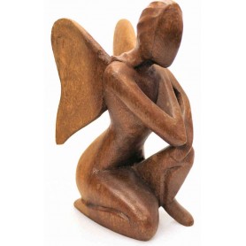 Engel kniend aus Holz geschnitzt Schutzengel Suarholz Engel- Skulptur 20cm Zen Manufaktur BSATZM6