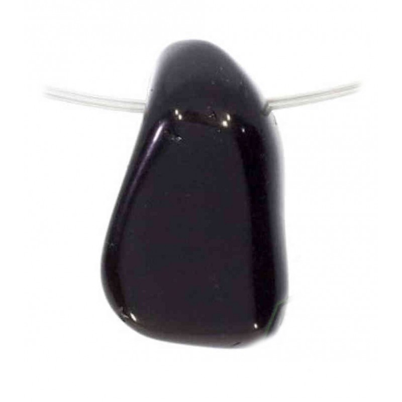 Obsidian - mit Bohrung gebohrter Trommelstein Edelstein gebohrt L Zen Manufaktur EBOZM45