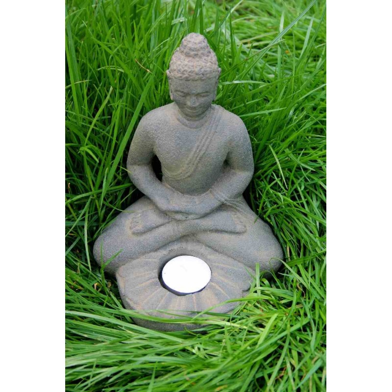 Meditationsbuddha mit Teelichthalter Sandguss Zen Manufaktur FKZM3 Meditationsbuddha mit Teelichthalter Sandguss Zen Manufaktur FKZM3
