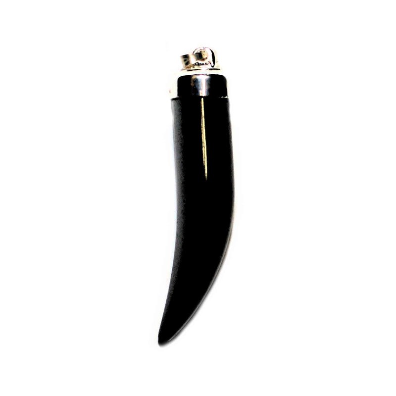 Hämatin Horn Anhänger mit Silberkappe, Edelstein Hämatit Heilstein 30mm Zen Manufaktur ESGZM16 Hämatin Horn Anhänger mit Silberkappe, Edelstein Hämatit Heilstein 30mm Zen Manufaktur ESGZM16