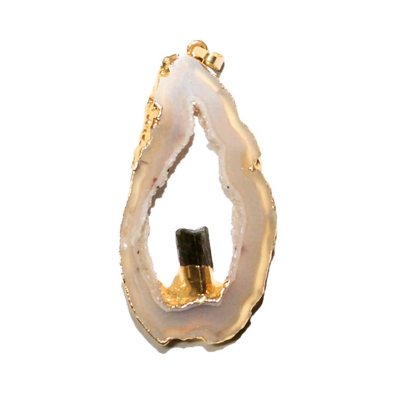 Energiefänger Geode mit Kristall gold galvanisiert Edelstein Zen Manufaktur SEOZZM22