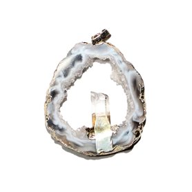 Energiefänger Geode mit Edelstein silber galvanisiert Kristall Zen Manufaktur SEOZZM20