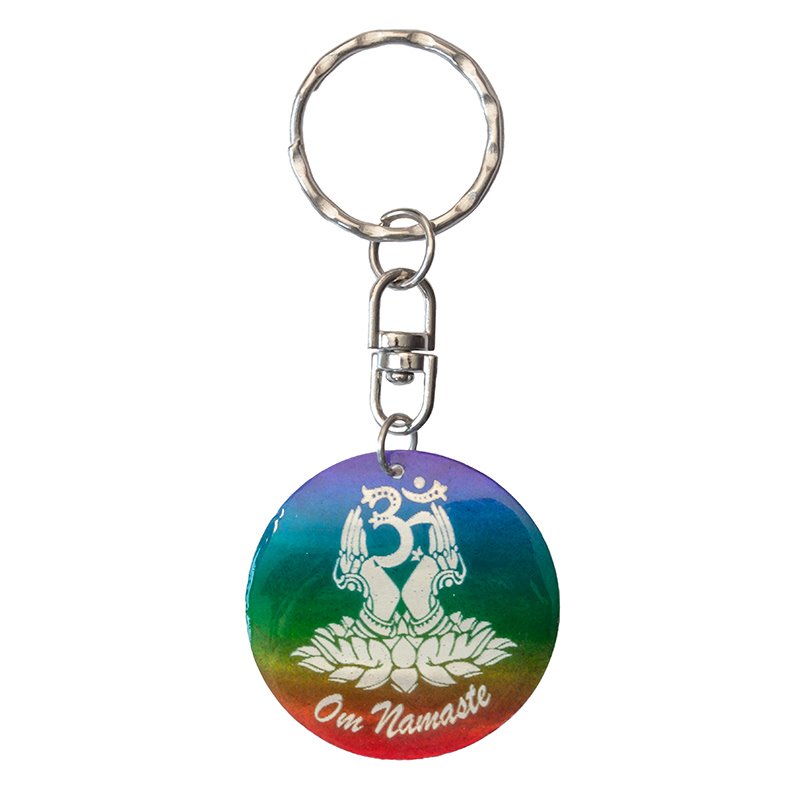 Schlüsselanhänger "Om Namaste" Muschel rainbow 3,5cm