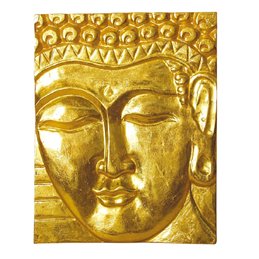 Wandrelief "Buddha" Holz vergoldet 20x25cm