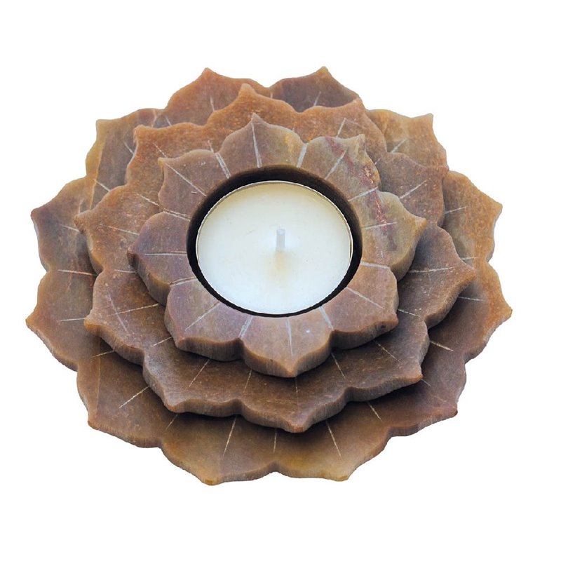 Teelicht "Lotus" Speckstein 12cm