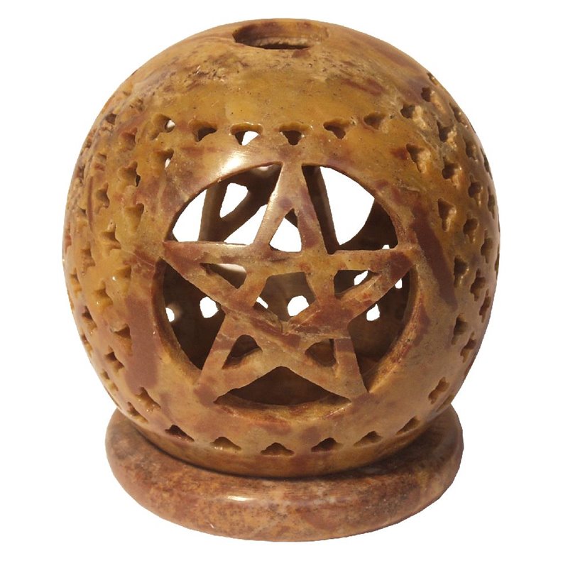Teelicht "Pentagramm" Speckstein braun 9x10cm Teelicht "Pentagramm" Speckstein braun 9x10cm