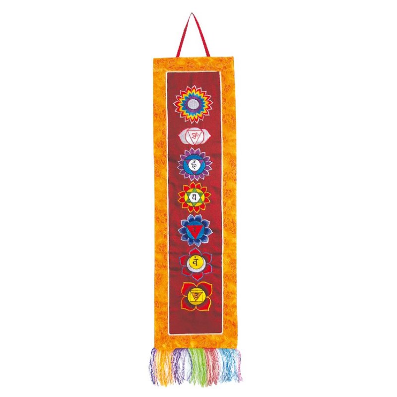 Tibetischer Wandbehang "7 Chakren" Brokat 25x100cm Tibetischer Wandbehang "7 Chakren" Brokat 25x100cm