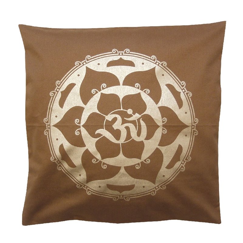 Kissenbezug "Om im Lotus" Baumwolle olive 40x40cm Kissenbezug "Om im Lotus" Baumwolle olive 40x40cm