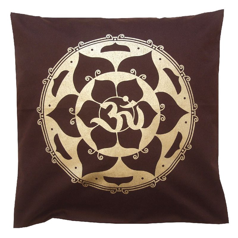 Kissenbezug "Om im Lotus" Baumwolle braun 40x40cm Kissenbezug "Om im Lotus" Baumwolle braun 40x40cm