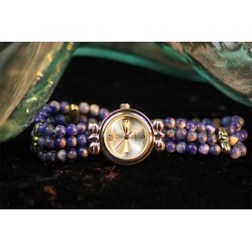 Edelstein Armbanduhr rund Sodalith Zen Manufaktur EUHR1