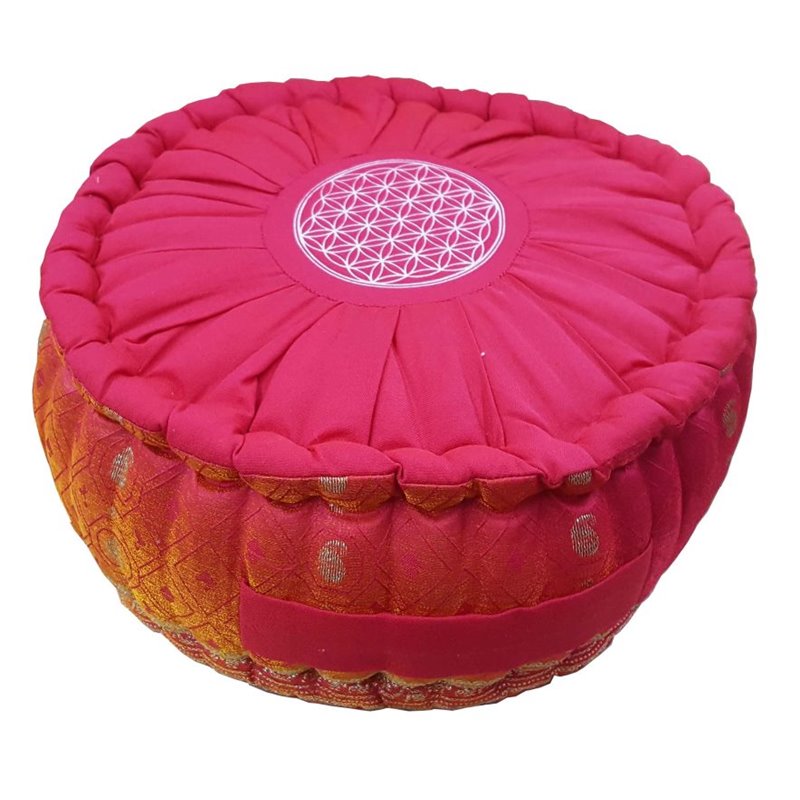 Meditationskissen "Blume des Lebens" Polyester pink mit Baumwollfüllung 30x15cm Meditationskissen "Blume des Lebens" Polyester pink mit Baumwollfüllung 30x15cm