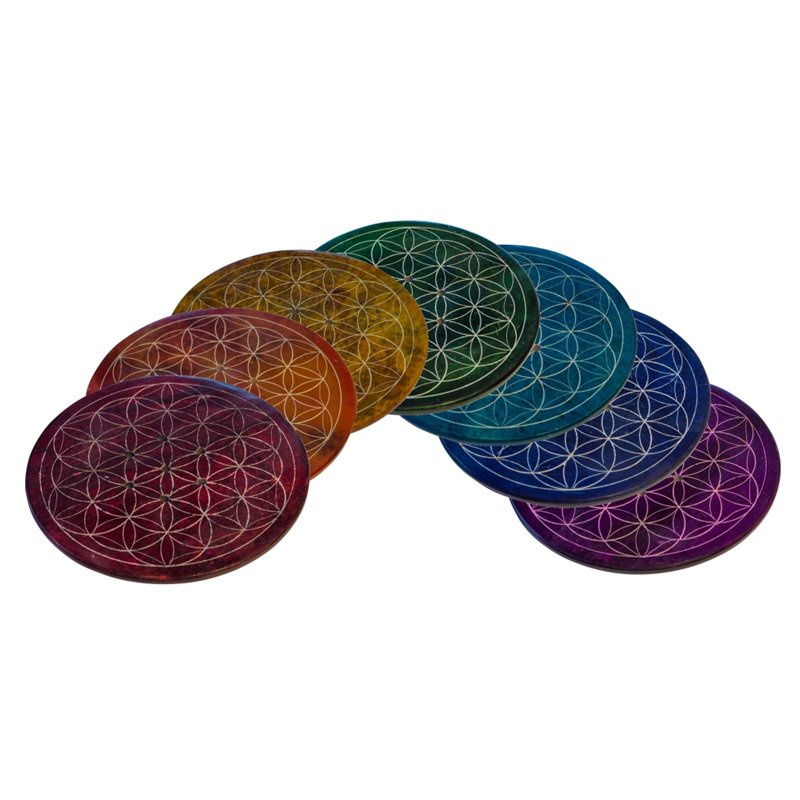 Räucherstäbchenhalter "BDL Chakra Set" Speckstein rund 10cm Räucherstäbchenhalter "BDL Chakra Set" Speckstein rund 10cm