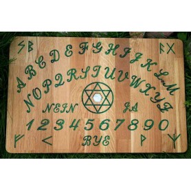 Witchboard Ouija Hexagramm grün aus Eiche mit Edelstein Howlith Hexenbrett Magisches Board Zen Manufaktur ZMWOP801-2