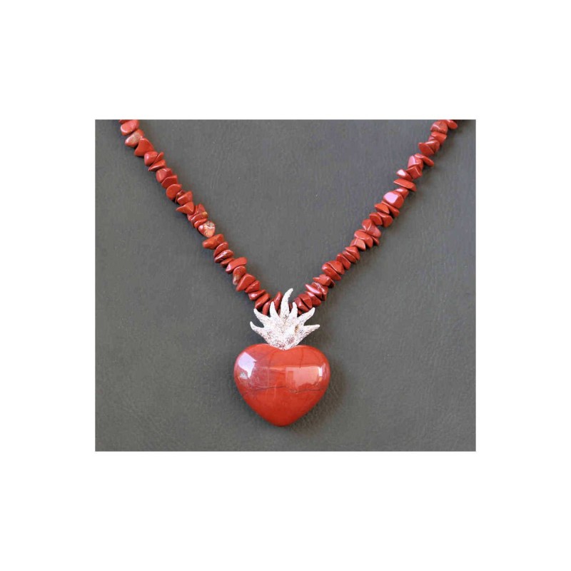 Flammendes Herz mit Splitterkette roter Jaspis 40 x 30mm Flamme in Silber Kette 85mm Zen Manufaktur EKTBZM6 Flammendes Herz mit Splitterkette roter Jaspis 40 x 30mm Flamme in Silber Kette 85mm Zen Manufaktur EKTBZM6