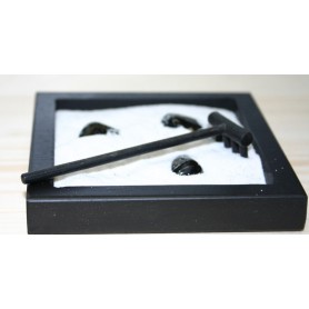 Zen Garten S schwarz mit Edelsteinen, Sand und Harke Zen Manufaktur ZMZGS204