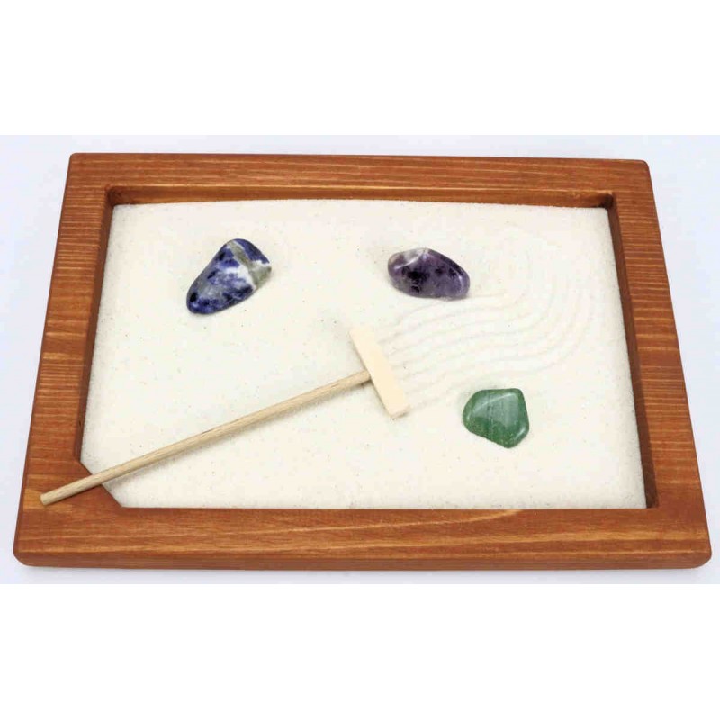 Zen Garten Mahagoni M mit 3 Edelsteinen AB mit Harke und Sand Zen Manufaktur ZMZGM105 Zen Garten Mahagoni M mit 3 Edelsteinen AB mit Harke und Sand Zen Manufaktur ZMZGM105